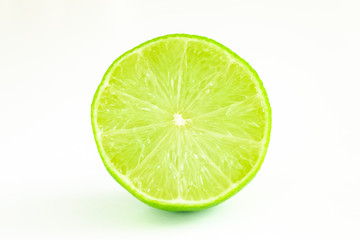 Half lime green on white background