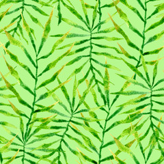 Naklejka na ściany i meble Tropical seamless pattern. Watercolor thorny palm 
