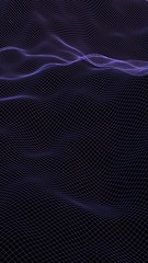 Abstract landscape on a dark background. Cyberspace navy blue grid. hi tech network. 3D illustration