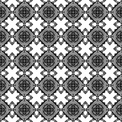 Black and white geometric seamless pattern. Hand d
