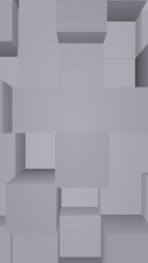 Abstract gray elegant cube geometric background. Chaotically advanced rectangular bars. 3D Rendering, 3D illustration