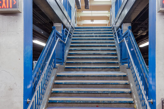 Stairwell leading up from an underground subway station