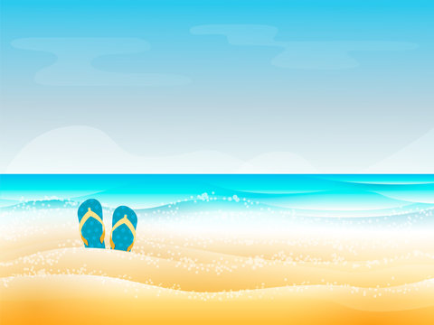 Summer vacation, seashore resort, travel vector background.