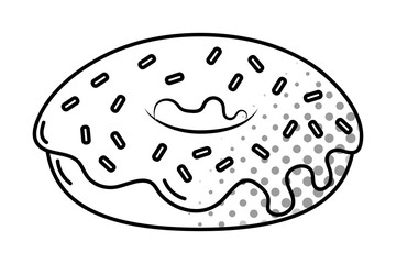 donut icon cartoon black and white