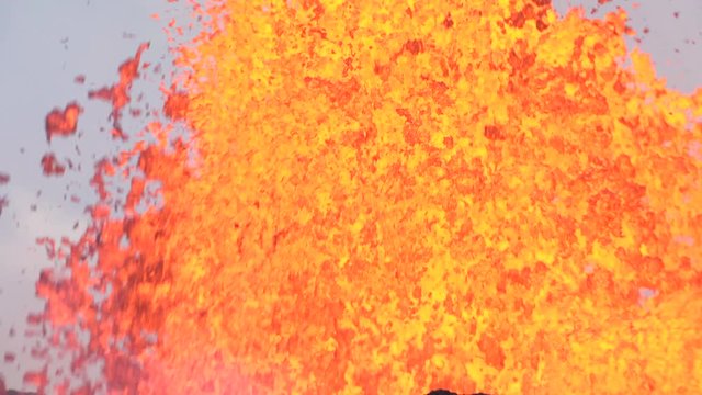 Kilauea Volcano Eruption 2018 - Lava Blasts Into Air Extreme Close Up