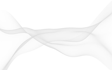 White abstract background. Fluttering white scarf. Waving on wind white fubric. 3D illustration