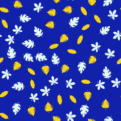 Fototapeta na wymiar Leaves Seamless vector Pattern. Flat style floral Background. 