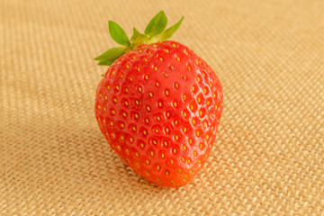 Strawberry on textile background