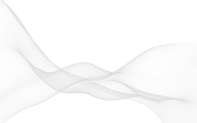 White abstract background. Fluttering white scarf. Waving on wind white fubric. 3D illustration
