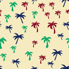 Fototapeta na wymiar Coconut palm tree. Summer Tropical vector Seamless pattern