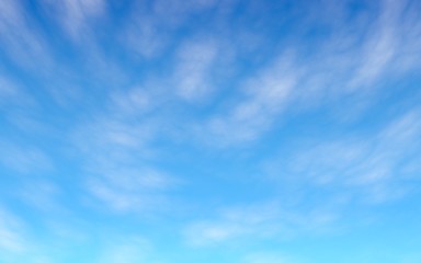 Blue sky background with white clouds. Cumulus white clouds in the clear blue sky in the morning. 3D illustration