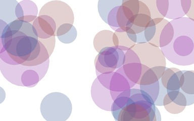 Multicolored translucent circles on a white background. Pink tones. 3D illustration