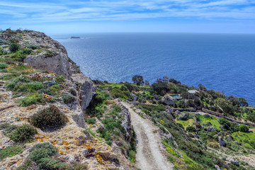 Fototapeta premium Landscape on Malta island with the sea and Dingli cliffs, Malta