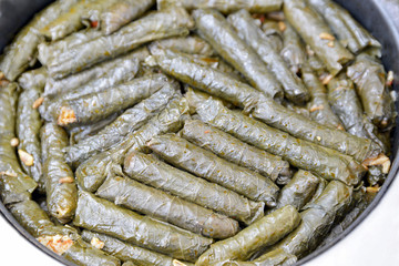 Turkish food and	stuffed vine-leaves 