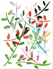 watercolor background branch
