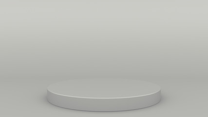cylindrical podium gray scene minimal 3d rendering modern minimalistic mock up, blank template, empty showcase