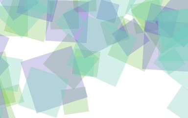 Multicolored translucent squares on white background. 3D illustration