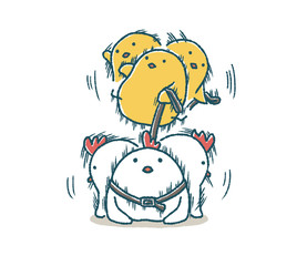 ゆるいにわとりとひよこのロデオ © TAMAGO POTATO
