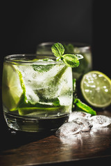 Cold summer cocktail with mint and