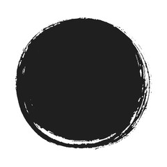 Fototapeta na wymiar A circular background of black ink drawn by hand with a brush. 