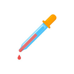 pipette with blood flat on white background