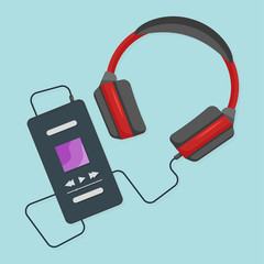 headphones with mp3 phone player with shadow