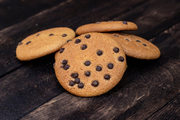 Cookies on oak dark texture