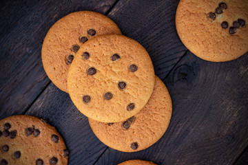 Cookies on oak dark texture