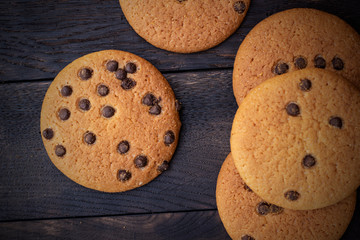 Cookies on oak dark texture
