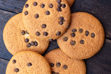 Cookies on oak dark texture