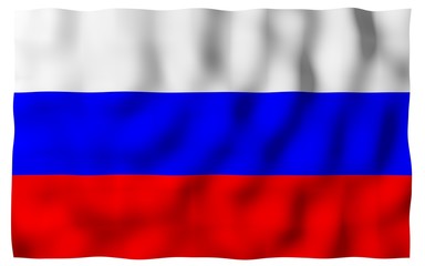 Waving flag of the Russian Federation. The National. State symbol of the Russia. 3D illustration