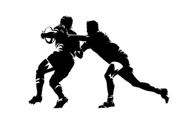 Fototapeta na wymiar Rugby players, isolated vector silhouette