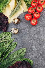 Beautiful detox menu layout. Space for design or recipe. Top view.