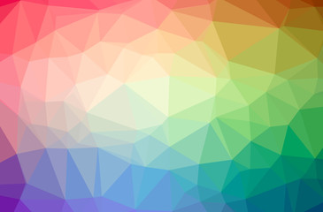 Illustration of abstract Green, Pink, Red, Yellow horizontal low poly background. Beautiful polygon design pattern.