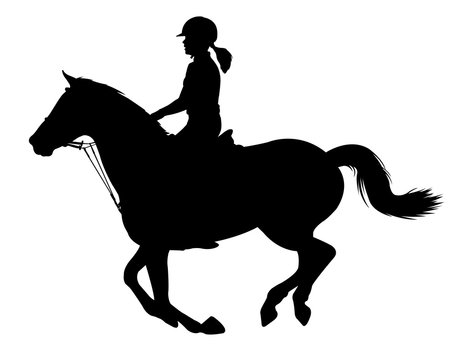 recommend clip art: young woman riding a horse silhouette