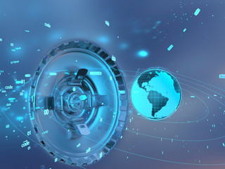 Obraz premium Technological background hologram of the planet Earth