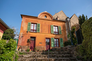 Detail of an old house built in 1826 in Gometz le Chatel in the Chevreuse Valley in France
