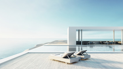beach lounge outdoor pool & luxury interior/ 3D rendering - 270588528