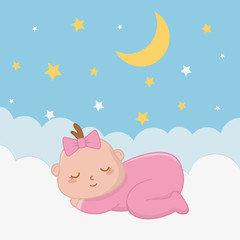 baby sleeping over a cloud vector illustration