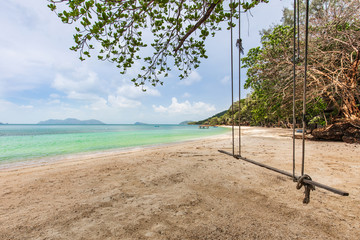 White sand and blue sky in tropical beach in  Koh Wai island, Trat province,Thailand