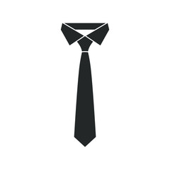 Necktie black graphic icon. Necktie sign isolated on white background in flat design. Vector illustration