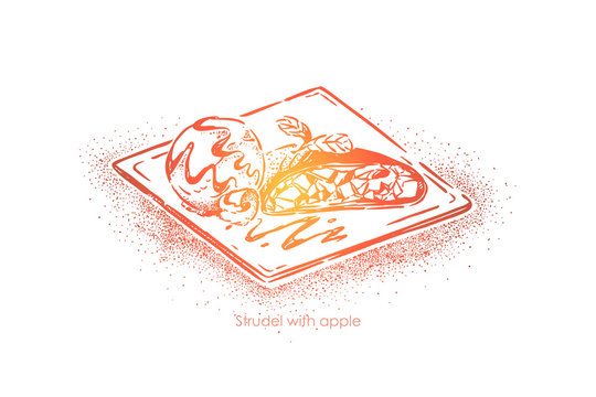 orange strudel with apple and ice cream clip art preview