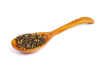 green tea leaf isolated on white background