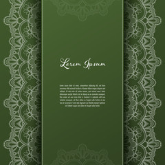 Naklejka premium Greeting card or invitation template with filigree lace frame. Design for romantic events