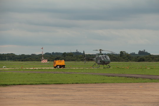 helicopter in field