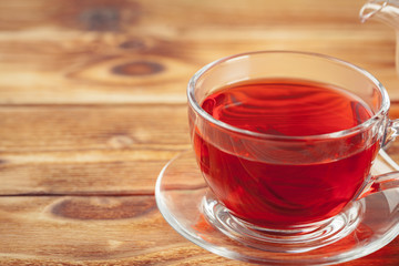 red tea on a wooden table