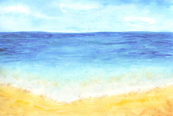 Fototapeta na wymiar watercolor beach sea summer