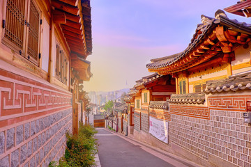 Bukchon hanok village in Seoul Korea.