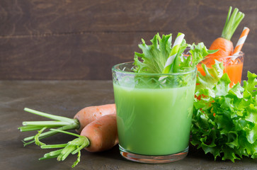 Useful vegetable juice from green vegetables. detox.