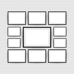 Black Picture Frame Isolated Background. Vector stock illustration.